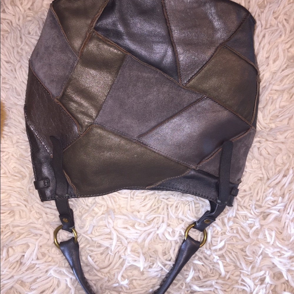 Lucky leather purse (grey/patches)